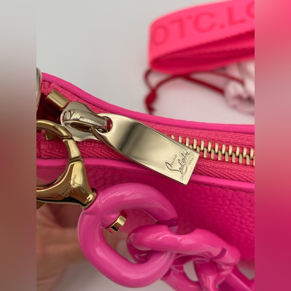 ❌SOLD❌$1490 NEW NWT Christian Louboutin Calfskin Loubi la Mini Pink Shoulder Bag - Picture 9 of 16
